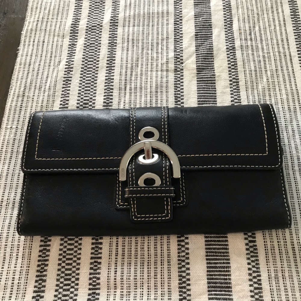 Black leather coach wallet